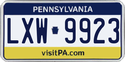PA license plate LXW9923