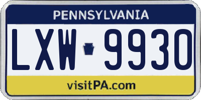 PA license plate LXW9930