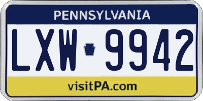 PA license plate LXW9942