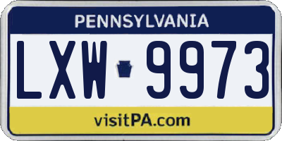 PA license plate LXW9973