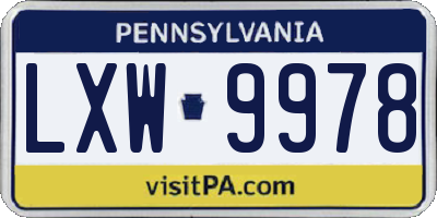 PA license plate LXW9978