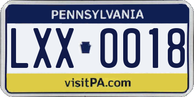 PA license plate LXX0018