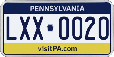 PA license plate LXX0020