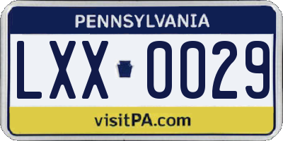 PA license plate LXX0029