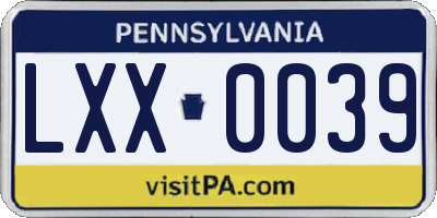 PA license plate LXX0039