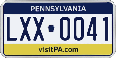 PA license plate LXX0041