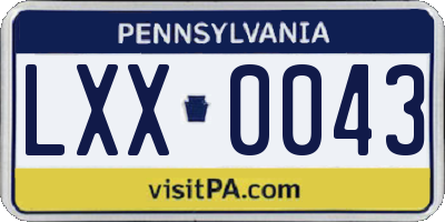 PA license plate LXX0043