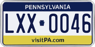 PA license plate LXX0046