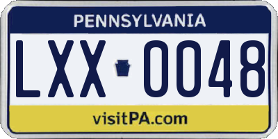 PA license plate LXX0048