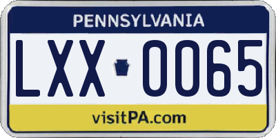 PA license plate LXX0065