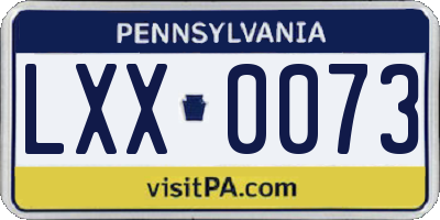 PA license plate LXX0073