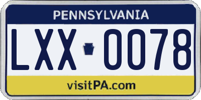 PA license plate LXX0078