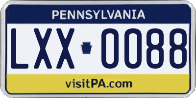 PA license plate LXX0088