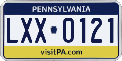 PA license plate LXX0121
