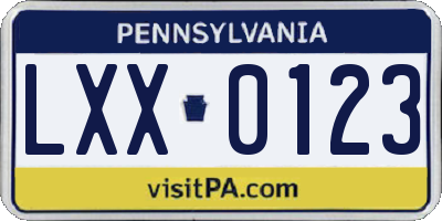 PA license plate LXX0123