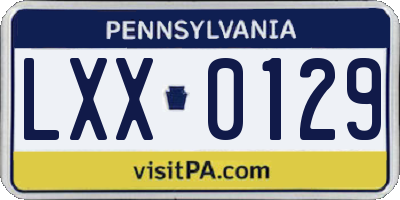 PA license plate LXX0129