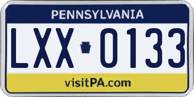 PA license plate LXX0133