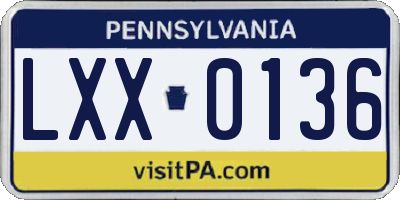 PA license plate LXX0136