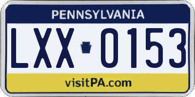 PA license plate LXX0153