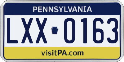PA license plate LXX0163