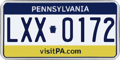 PA license plate LXX0172