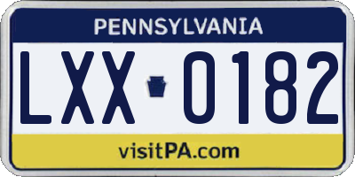 PA license plate LXX0182