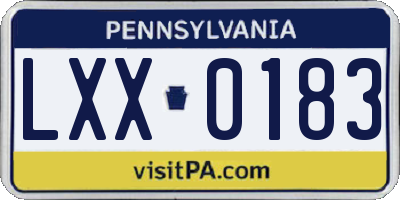 PA license plate LXX0183