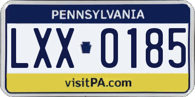 PA license plate LXX0185