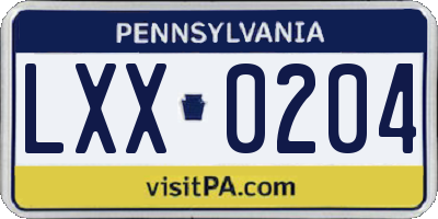 PA license plate LXX0204