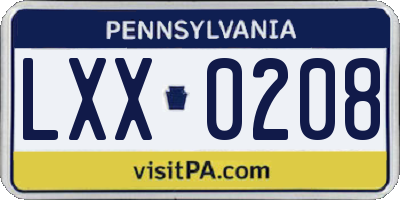 PA license plate LXX0208