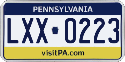 PA license plate LXX0223
