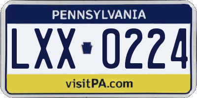PA license plate LXX0224