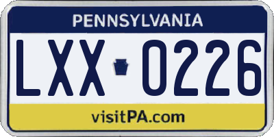 PA license plate LXX0226