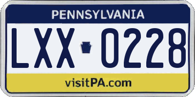 PA license plate LXX0228
