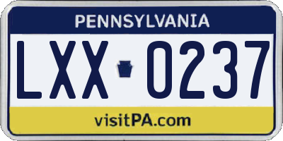 PA license plate LXX0237