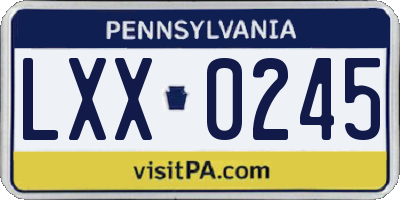 PA license plate LXX0245