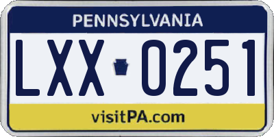 PA license plate LXX0251