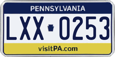 PA license plate LXX0253