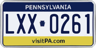 PA license plate LXX0261