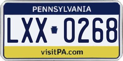 PA license plate LXX0268