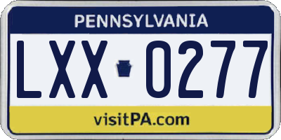PA license plate LXX0277