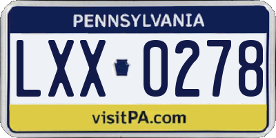 PA license plate LXX0278