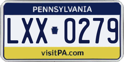 PA license plate LXX0279