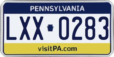 PA license plate LXX0283