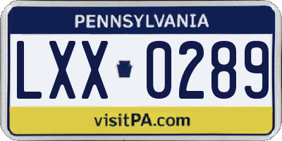 PA license plate LXX0289