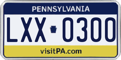 PA license plate LXX0300