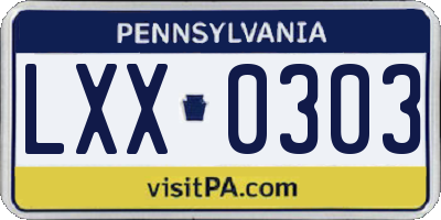 PA license plate LXX0303
