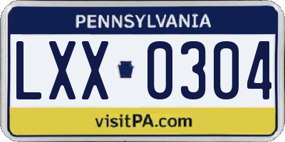 PA license plate LXX0304