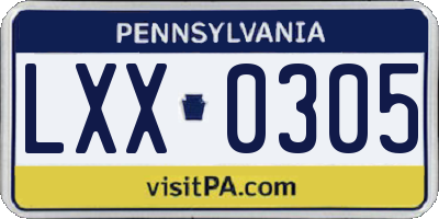 PA license plate LXX0305