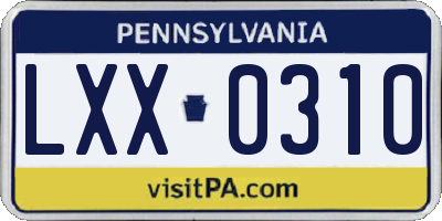 PA license plate LXX0310
